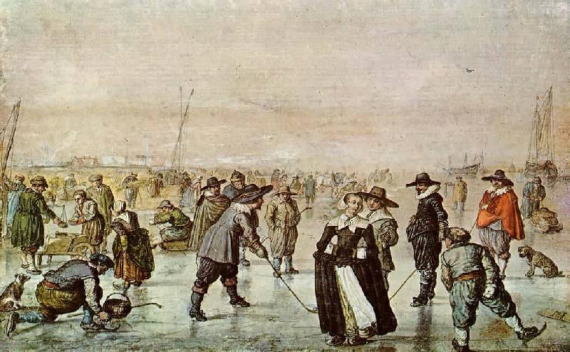 Hendrick Avercamp Fun on the ice Norge oil painting art